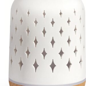 Aromatherapy Diffuser, 150ml Ceramic Diffuser Ultrasonic Humidifier Cool Mist Essential Oil Diffusers for Home Air Diffuser with 2 Mist Modes Waterless Auto Off, White