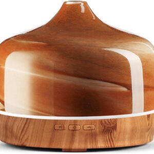 500ml Glass Essential Oil Diffuser Aromatherapy Ultrasonic Cool Mist Humidifier 15-21 Running Hours Waterless Auto-Off Air Diffusers for Sleeping,Yoga,Office Working,Spa and Rest (Desert)