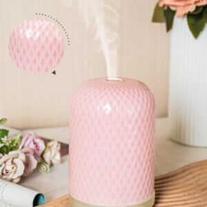 Essential Oil Diffusers,Diffusers for Essential Oils Large Room,110ML Ceramic Diffuser with USB Cable, Warm Ambient Light, Aromatherapy Diffuser Home Decor, Gift Choice, Pink