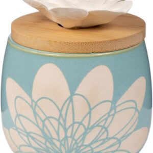 Ceramic Flower Essential Oil Diffuser - Passive Wicking Aromatherapy Diffuser for Living Room or Bedroom - No Power Home Fragrance Diffuser for Scented Essential Oils -