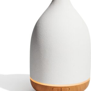 Oil Diffuser, 150ML Ceramic Diffuser for Essential Oils Handcrafted Aromatherapy Diffuser Ultrasonic Cool Mist Humidifier with 2 Mist Modes Waterless Auto Off for Room Office, White