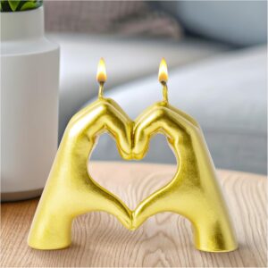 Heart Hands Scented Candle - Gold Love Hands Shape Love Statue Novelty Candle, Modern Art Pine Scented Natural Soy Wax Candle Sculpture for Living Room Easter Home Decoration
